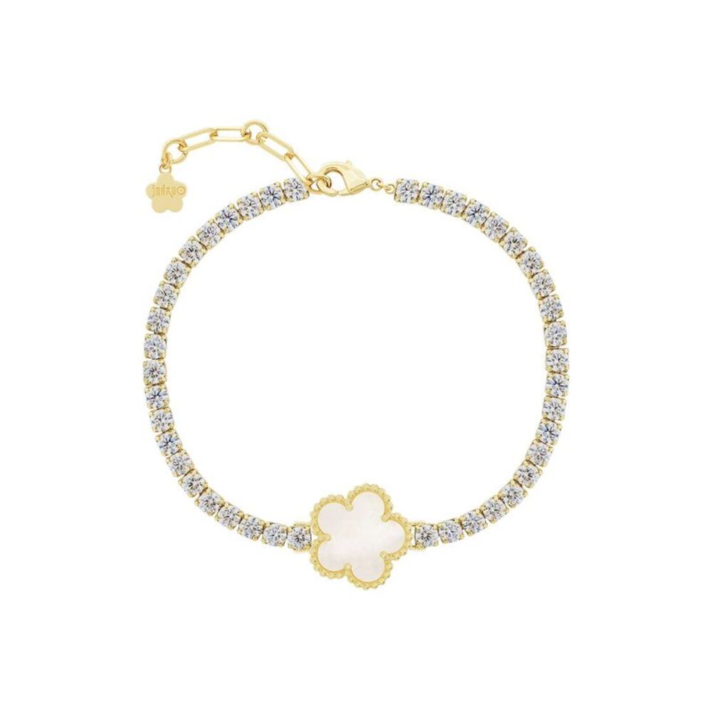Jankuo Flower 14K Plated Cz Statement Bracelet